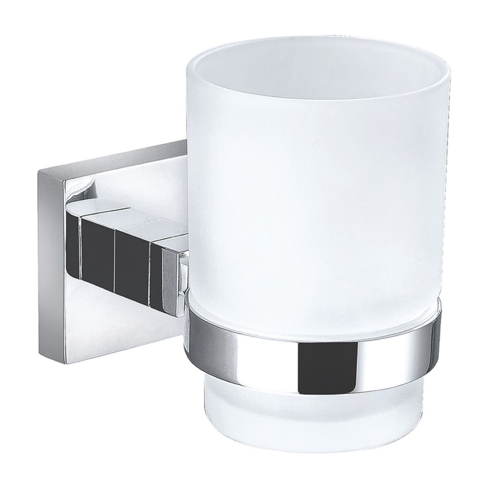 Image of Aqualux Epsom Tumbler Holder with Glass Chrome 