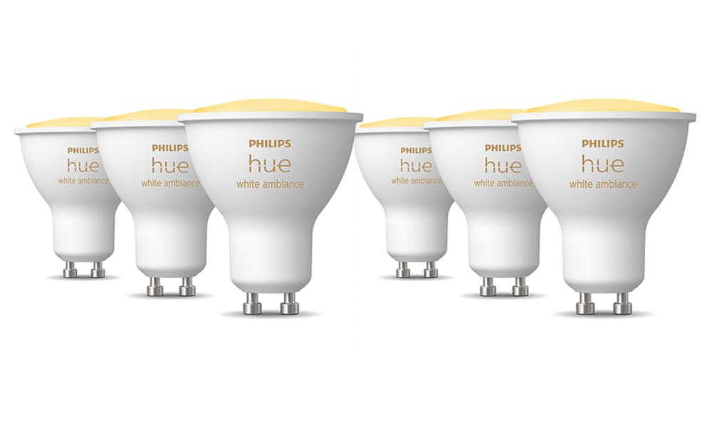 Image of Philips Hue GU10 LED Smart Light Bulb 5W 350lm 6 Pack 