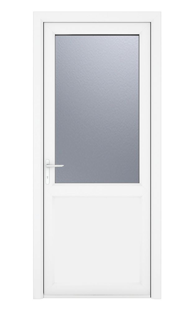 Image of Crystal 1-Panel 1-Obscure Light Right-Hand Opening White uPVC Back Door 2090mm x 890mm 