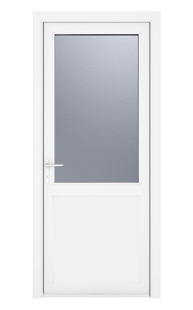 Image of Crystal 1-Panel 1-Obscure Light Right-Hand Opening White uPVC Back Door 2090mm x 890mm 