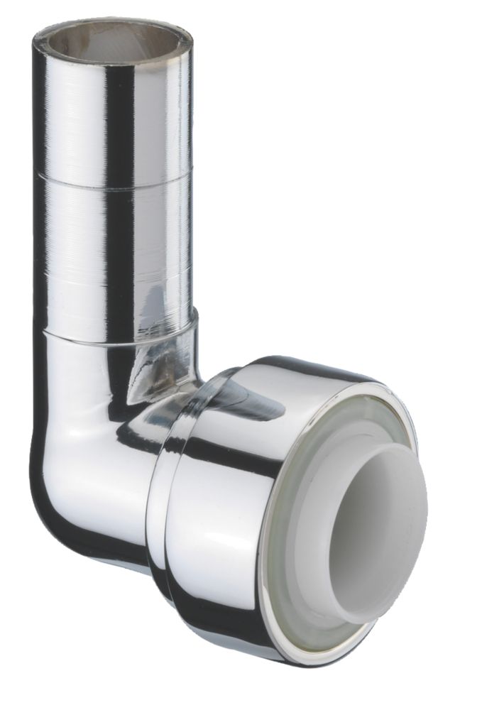 Image of Pegler Terrier Chrome-Plated Brass Push-Fit Reducing 90Â° Elbow F 10mm x M 15mm 
