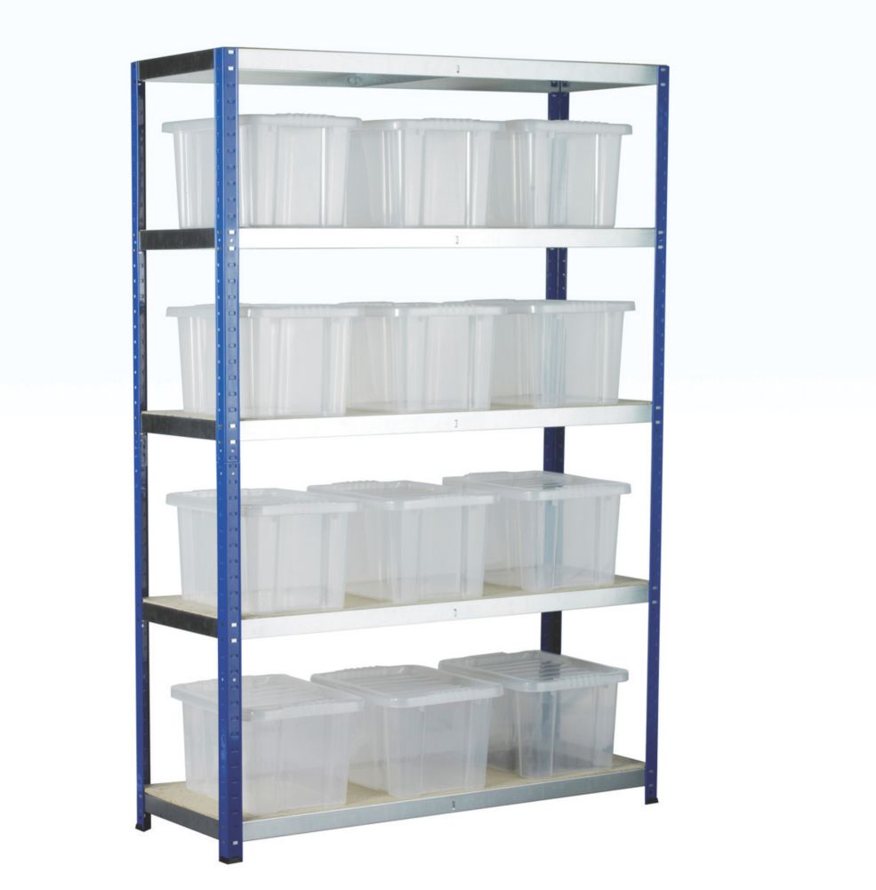 Image of Barton Ecorax Shelving Silver/Blue 1200mm x 450mm x 1800mm 