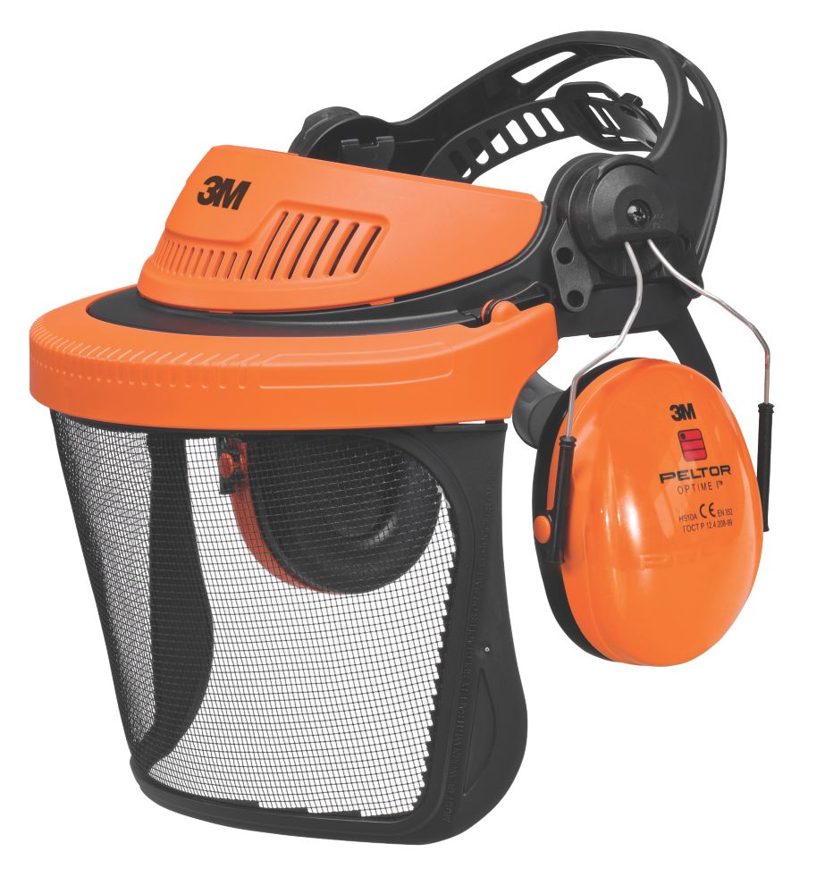 Image of 3M Peltor G500 Forestry Combination with Ear Defenders & Visor Black/Orange 