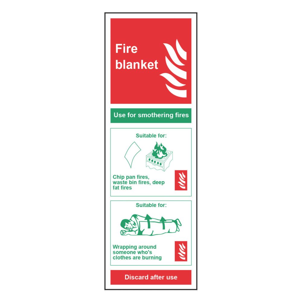 Image of Non Photoluminescent "Fire Blanket" Sign 150mm x 300mm 