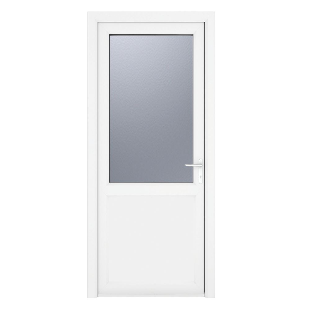 Image of Crystal 1-Panel 1-Obscure Light LH White uPVC Back Door 2090mm x 890mm 