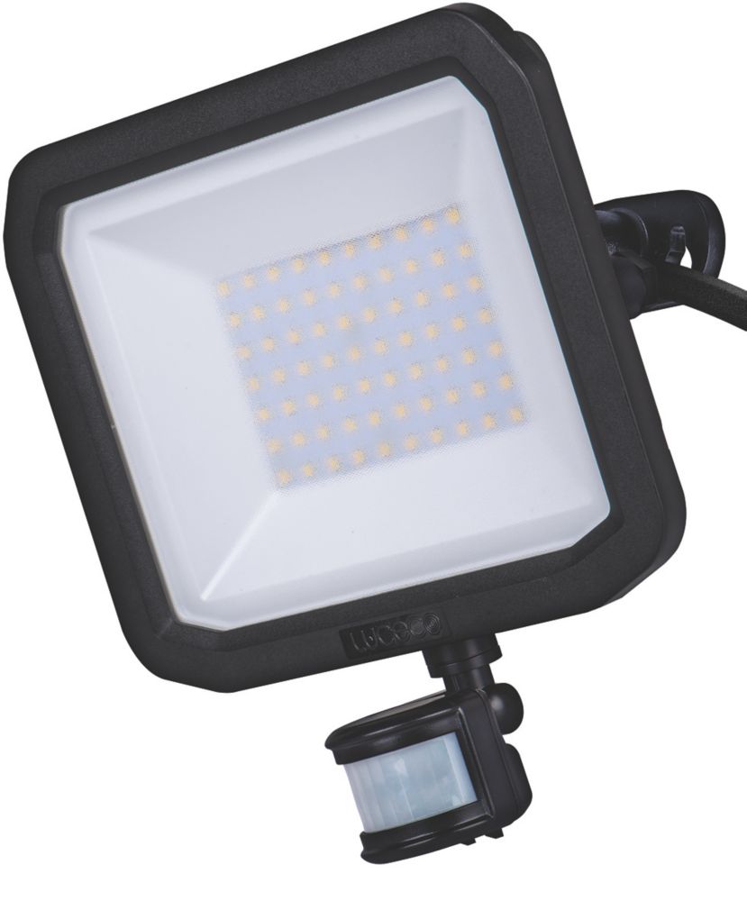 Image of Luceco Castra Outdoor LED Floodlight With PIR Sensor Black 50W 5400lm 