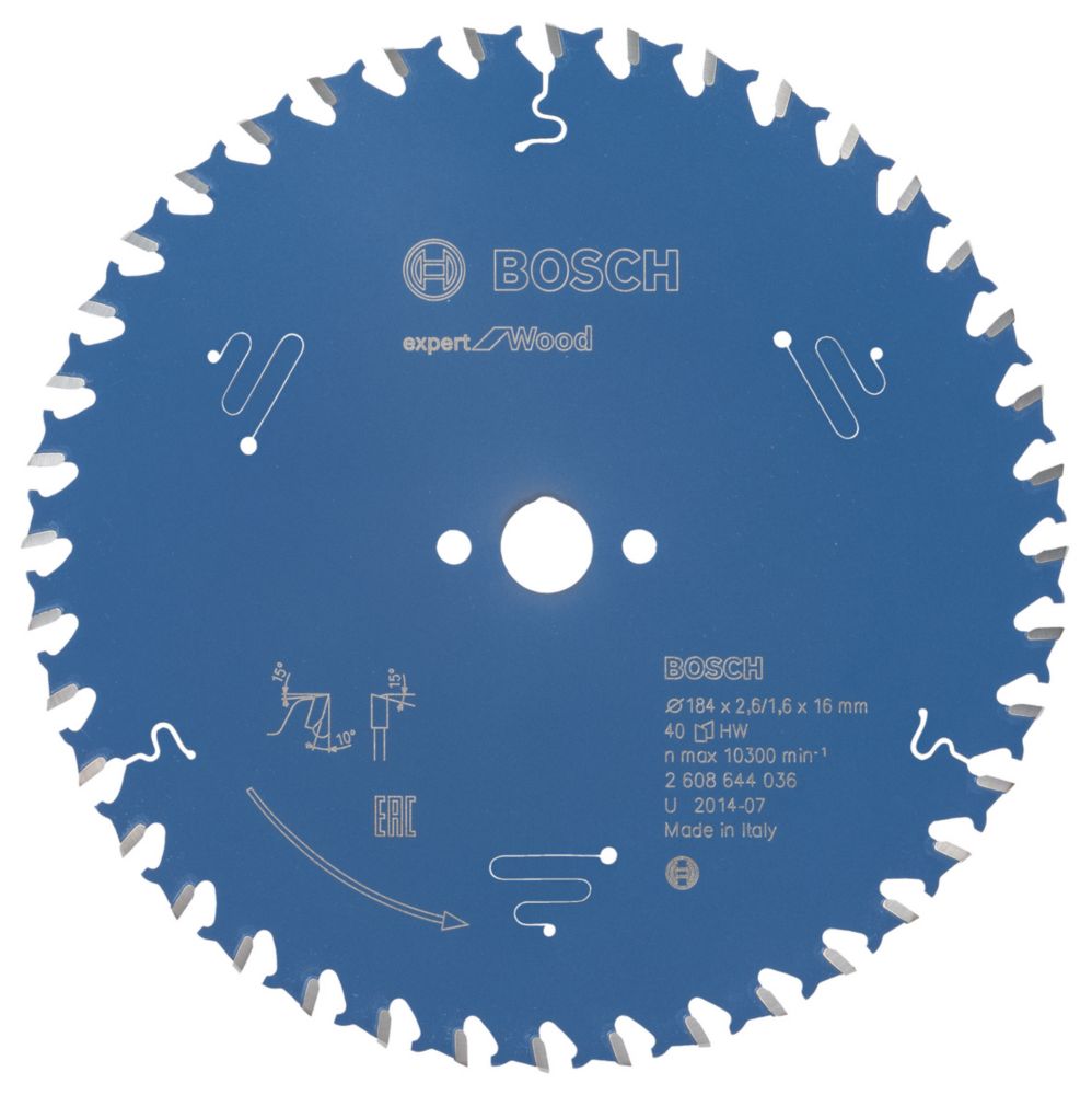 Image of Bosch Expert Wood Circular Saw Blade 184mm x 16mm 40T 