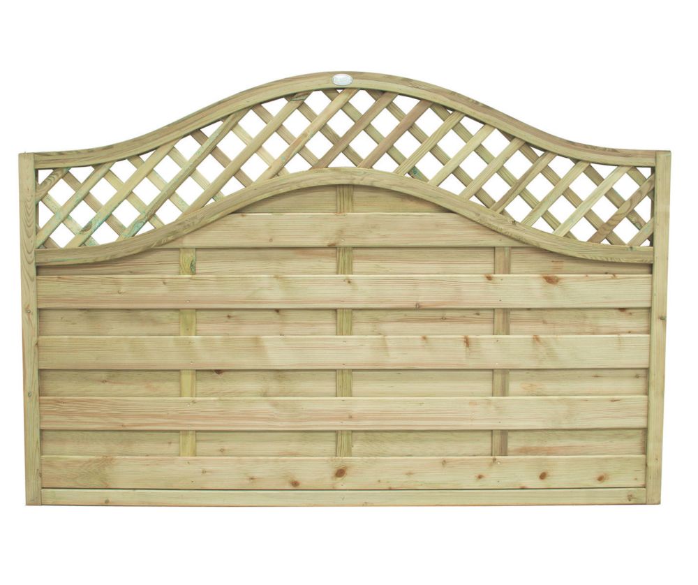 Image of Forest Prague Lattice Curved Top Fence Panels Natural Timber 6' x 4' Pack of 3 