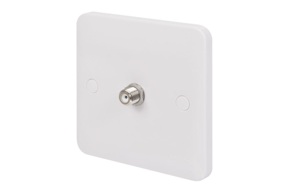 Image of Schneider Electric Lisse 1-Gang F-Type Satellite Socket White 