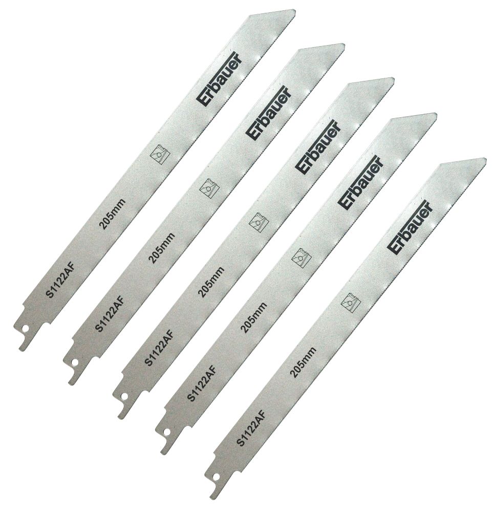 Image of Erbauer SRP92825-5pc S1122AF Multi-Material Reciprocating Saw Blades 205mm 5 Pack 