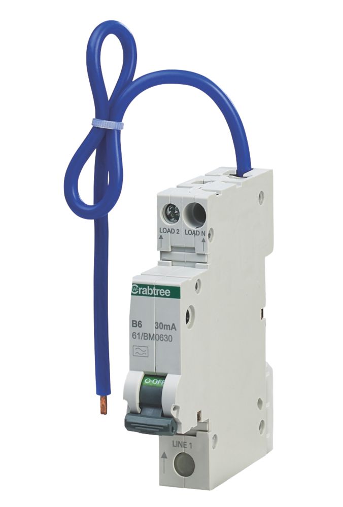 Image of Crabtree Starbreaker 6A 30mA SP & N Type B Mini-RCBO 