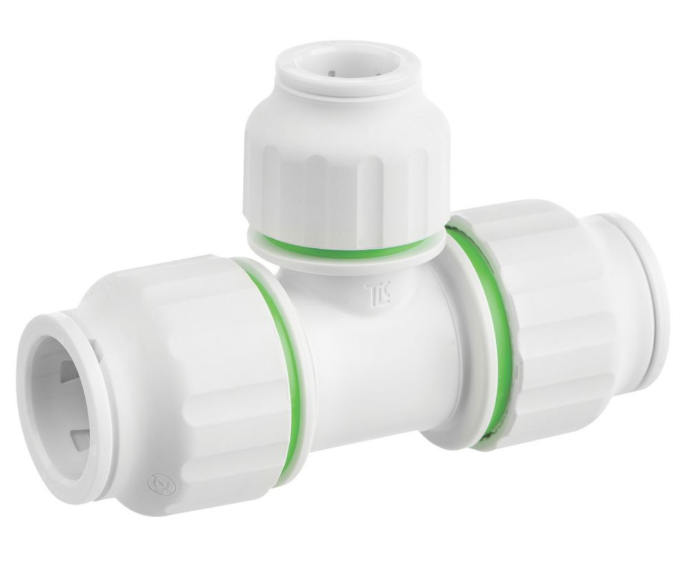 Image of Flomasta Twistloc SPT67446M Plastic Push-Fit Reducing Tee 22mm x 22mm x 15mm 2 Pack 