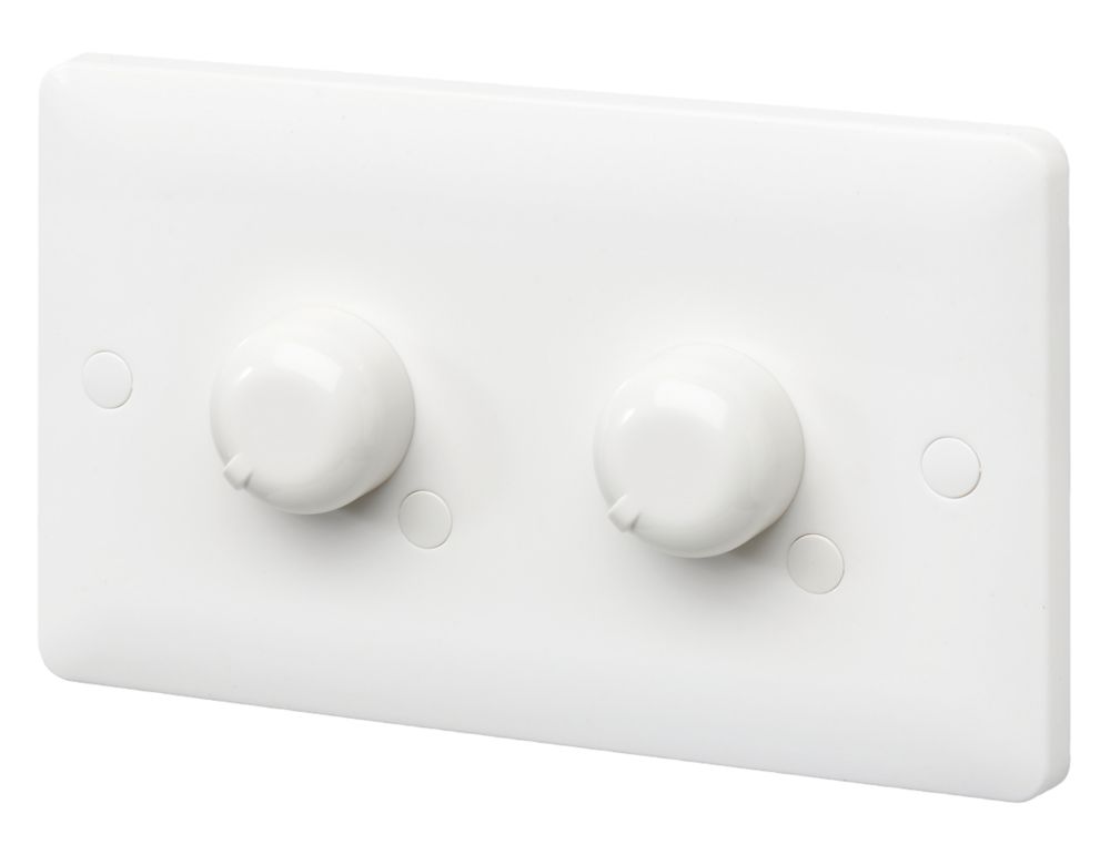 Image of MK Base 2-Gang 1-Way LED Dimmer Switch White 