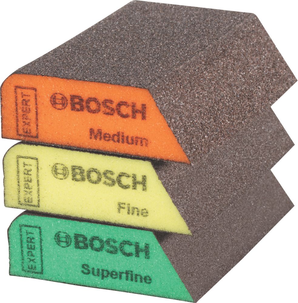 Image of Bosch Sanding Sponges 97mm x 69mm Assorted Grit 3 Piece Set 