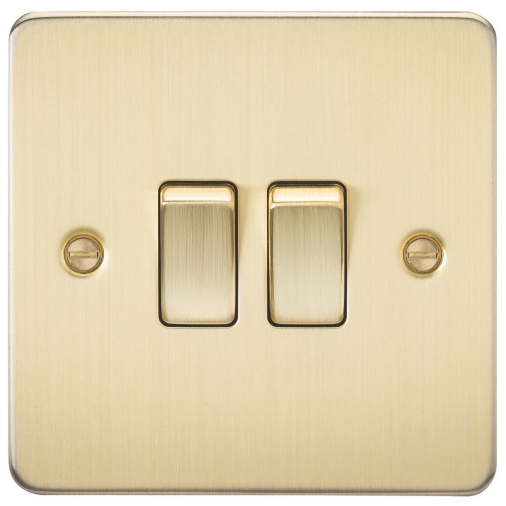 Image of Knightsbridge 10AX 2-Gang 2-Way Light Switch Brushed Brass 