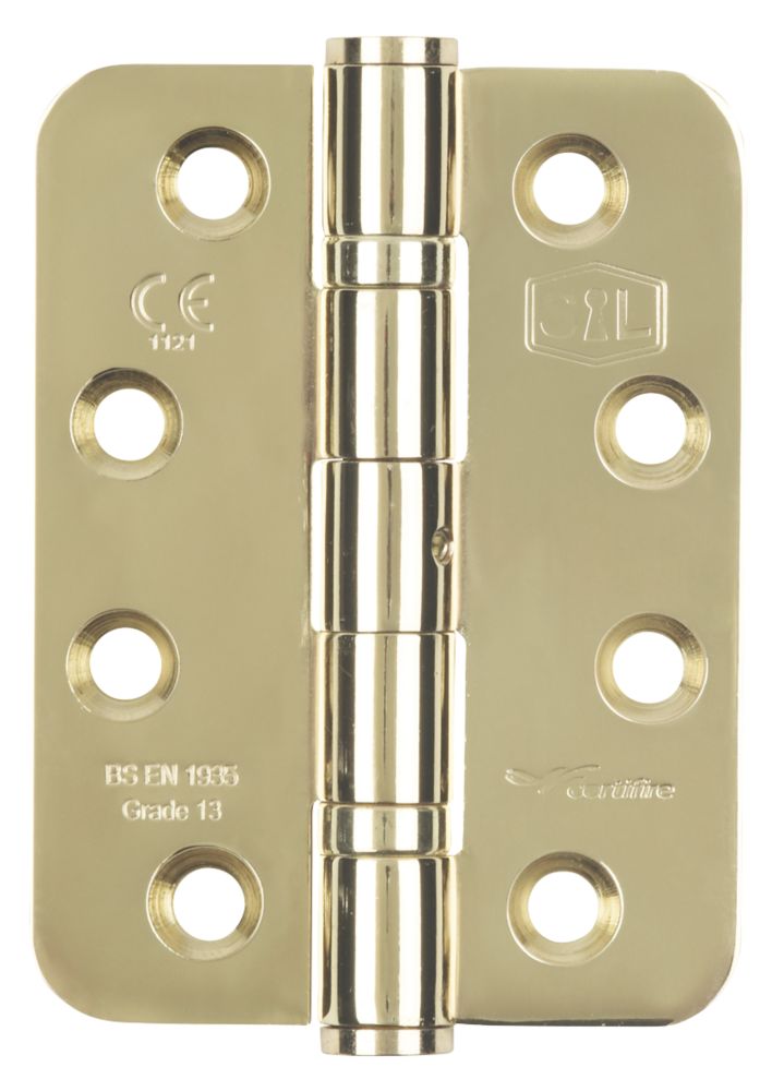Image of Smith & Locke Electro Brass Grade 13 Fire Rated Radius Hinge 102mm x 76mm 2 Pack 