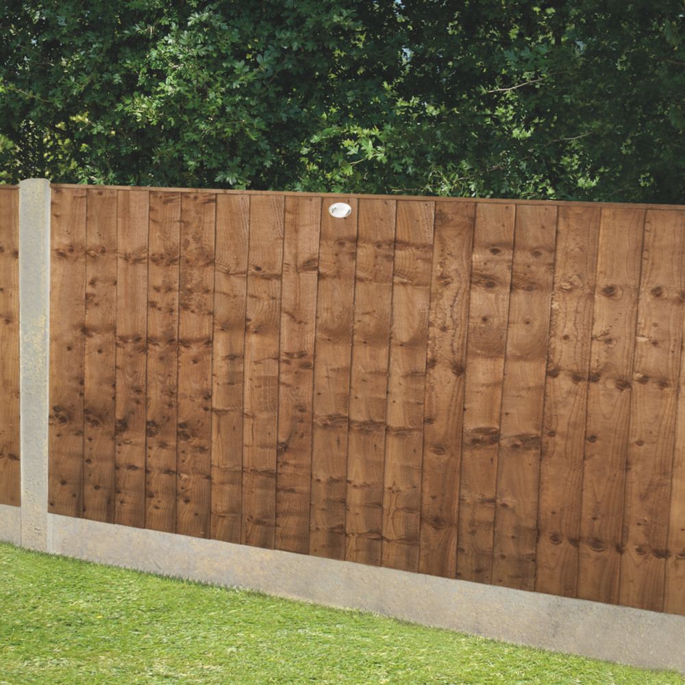Image of Forest Vertical Board Closeboard Garden Fencing Panel Dark Brown 6' x 3' Pack of 5 
