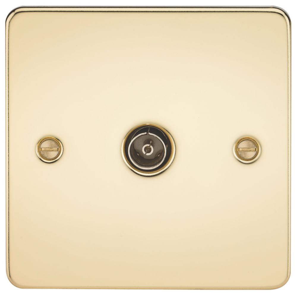 Image of Knightsbridge 1-Gang Coaxial TV Socket Polished Brass 