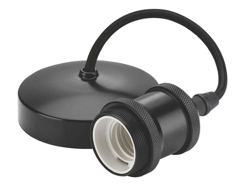 Image of Knightsbridge 6" Vintage Pendant Light Fitting ES Matt Black 3 1/2" 