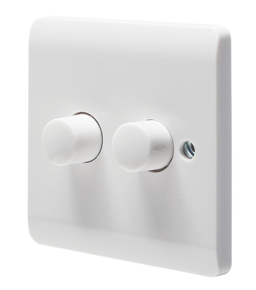 Image of Crabtree Instinct 2-Gang 2-Way LED Dimmer Switch White 