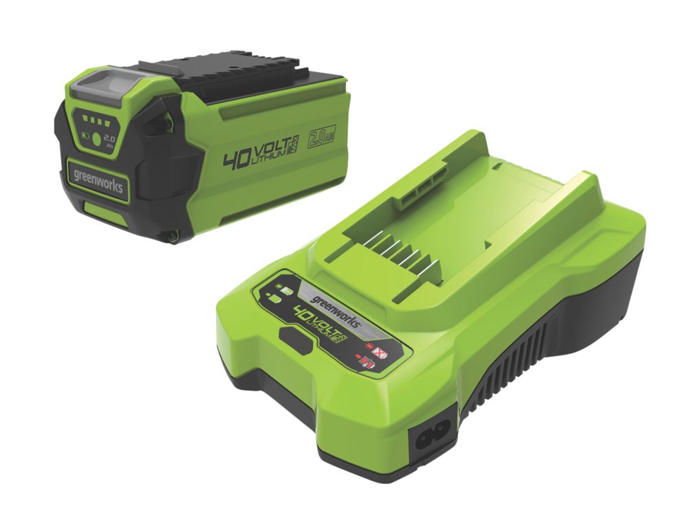 Image of Greenworks GWGSK40B2 40V 2.0Ah Lithium Battery & Charger 