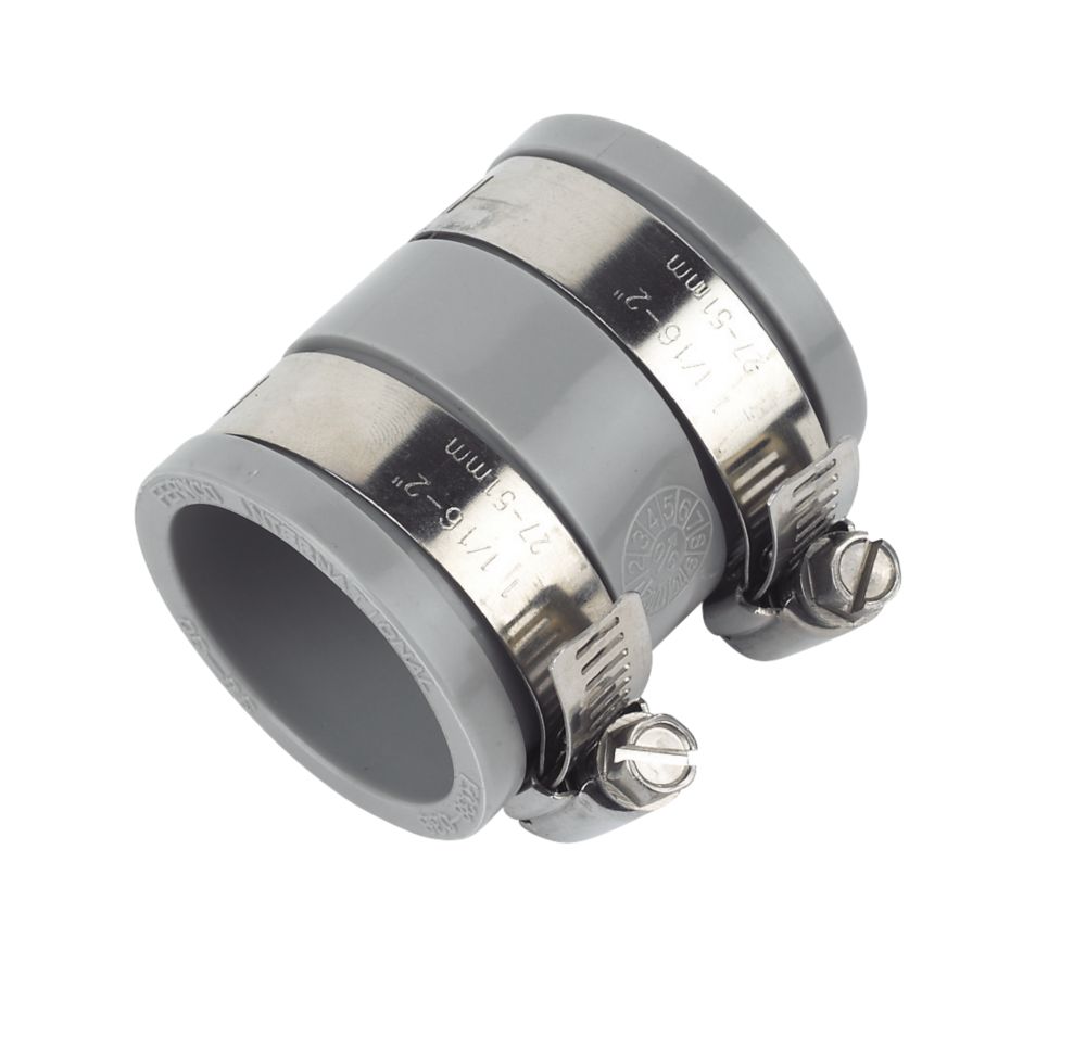 Image of FloPlast WF07 Flexi Waste Straight Coupling Grey 30-38mm x 
