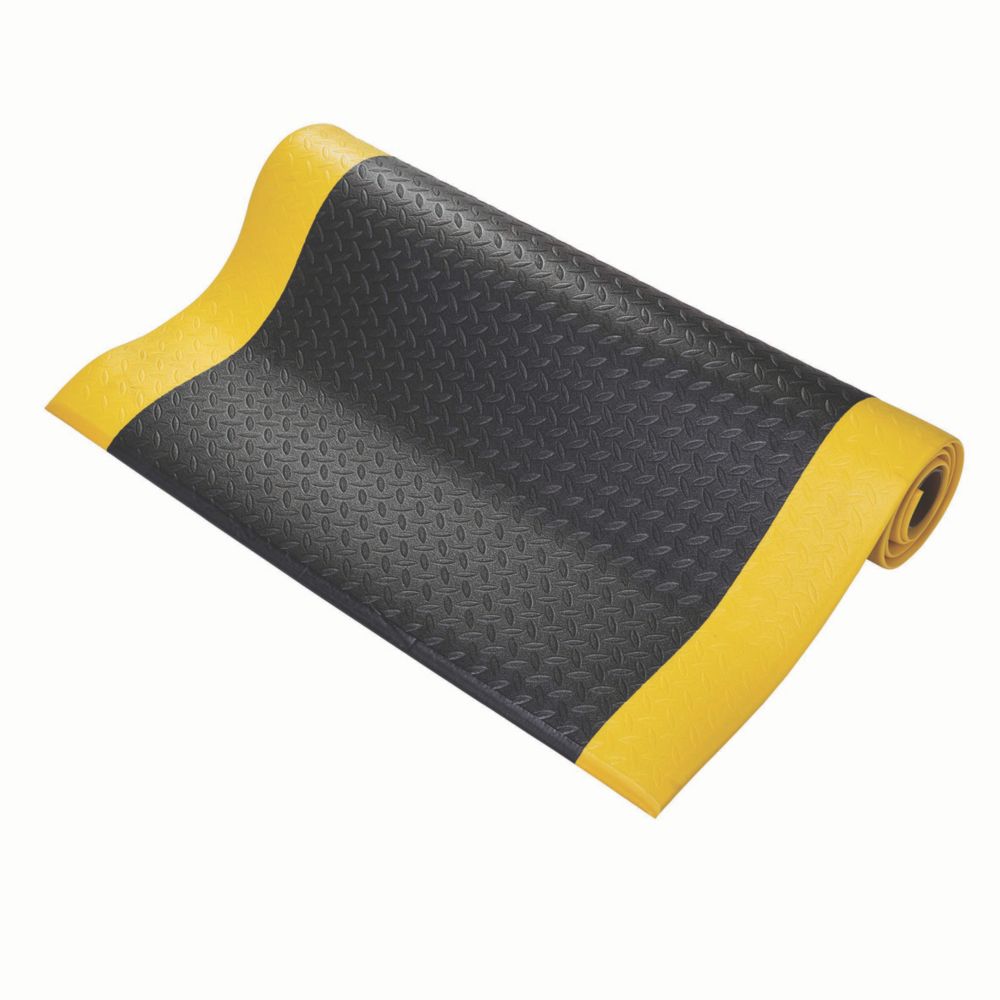 Image of COBA Europe Orthomat Diamond Anti-Fatigue Floor Mat Black / Yellow 18.3m x 0.9m x 9mm 