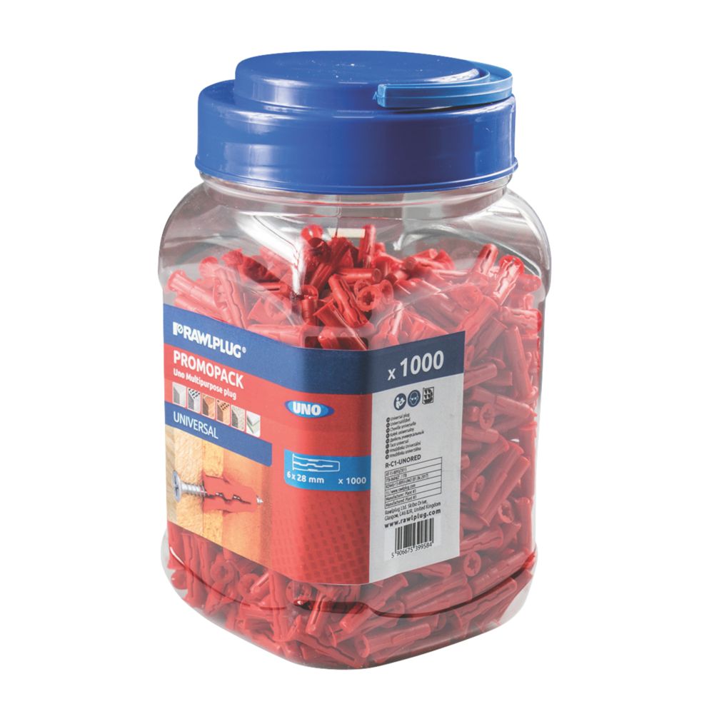 Image of Rawlplug Uno Wall Plugs 6mm x 28mm 1000 Pack 