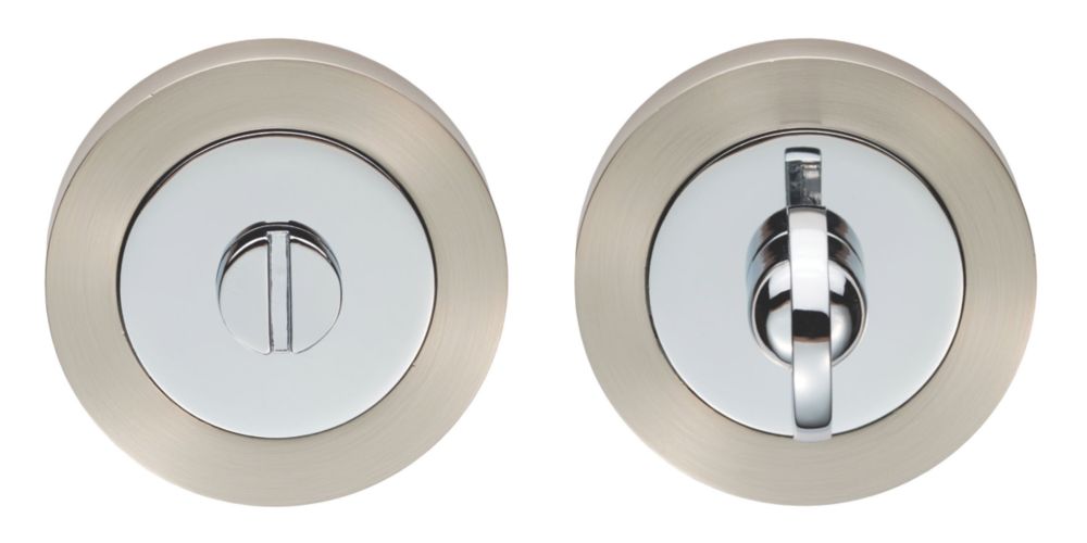 Image of Carlisle Brass Standard WC Thumbturn Set Polished Chrome / Satin Nickel 50mm 