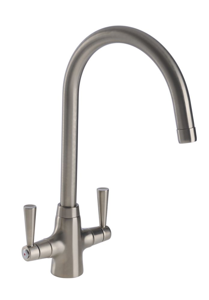 Image of Streame by Abode Stamford Swan Dual-Lever Mono Mixer Brushed Nickel 