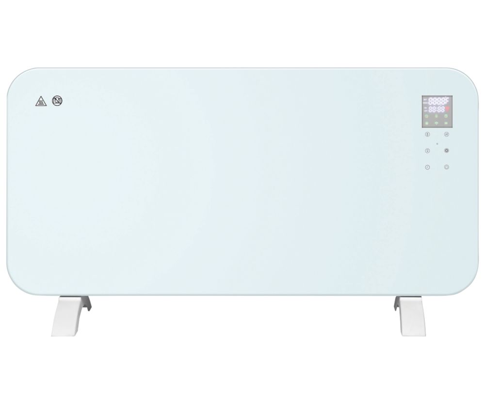 Image of TCP Freestanding or Wall-Mounted Smart Wi-Fi Glass Panel Heater White 1.5kW 