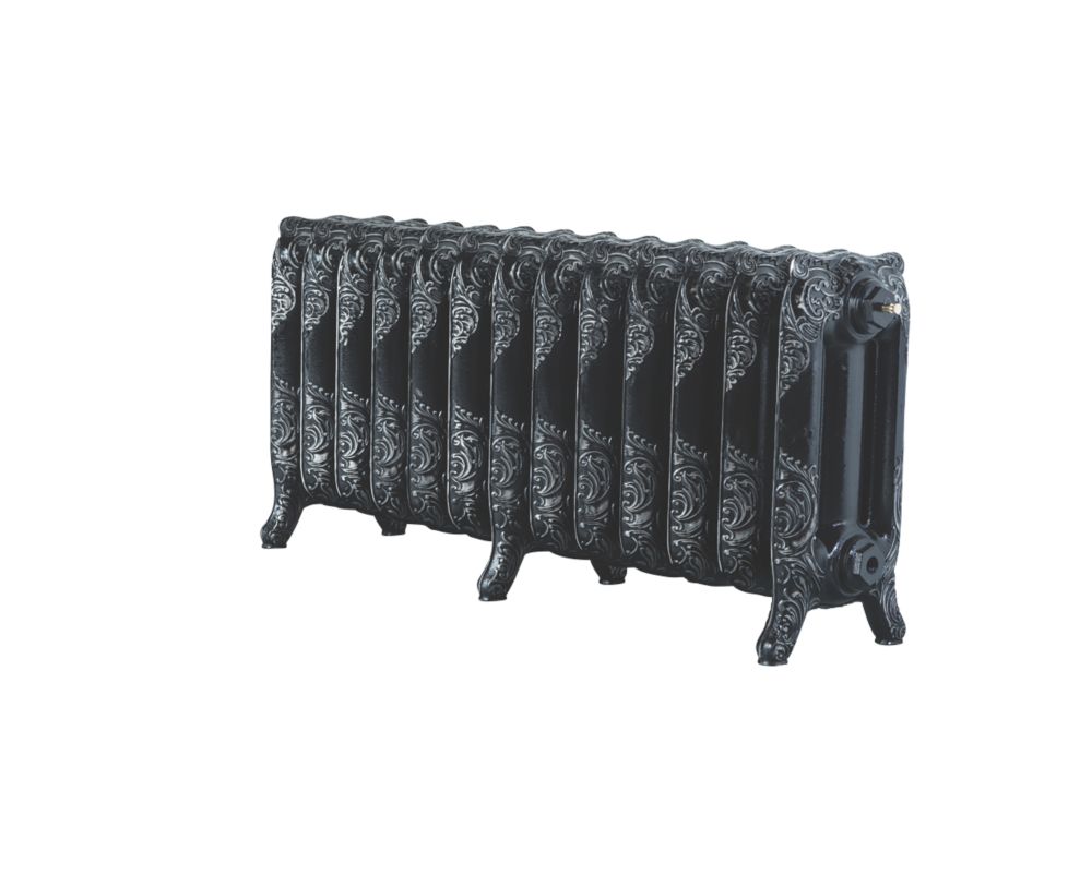 Image of Arroll Montmartre 3-Column Cast Iron Radiator 470mm x 1074mm Black / Silver 3992BTU 