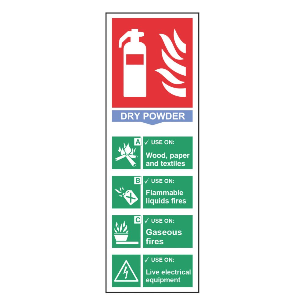 Image of Non Photoluminescent "Fire Extinguisher Dry Powder" Sign 100mm x 300mm 