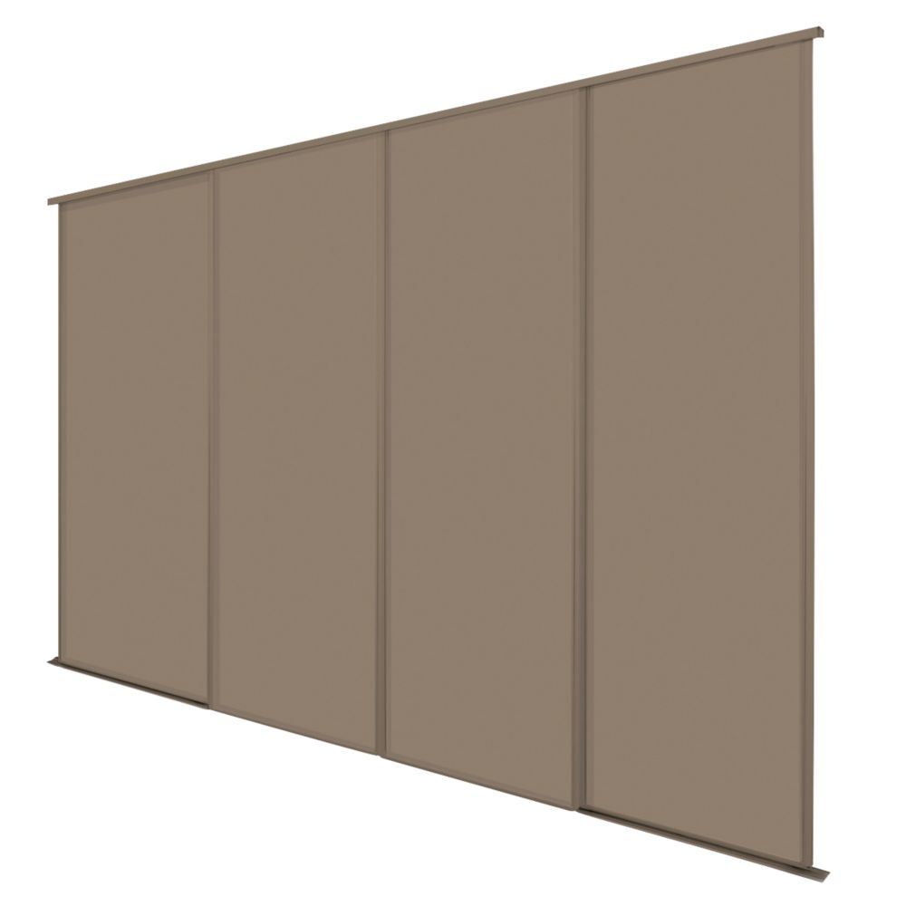 Image of Spacepro Classic 4-Door Sliding Wardrobe Door Kit Stone Grey Frame Stone Grey Panel 2978mm x 2260mm 