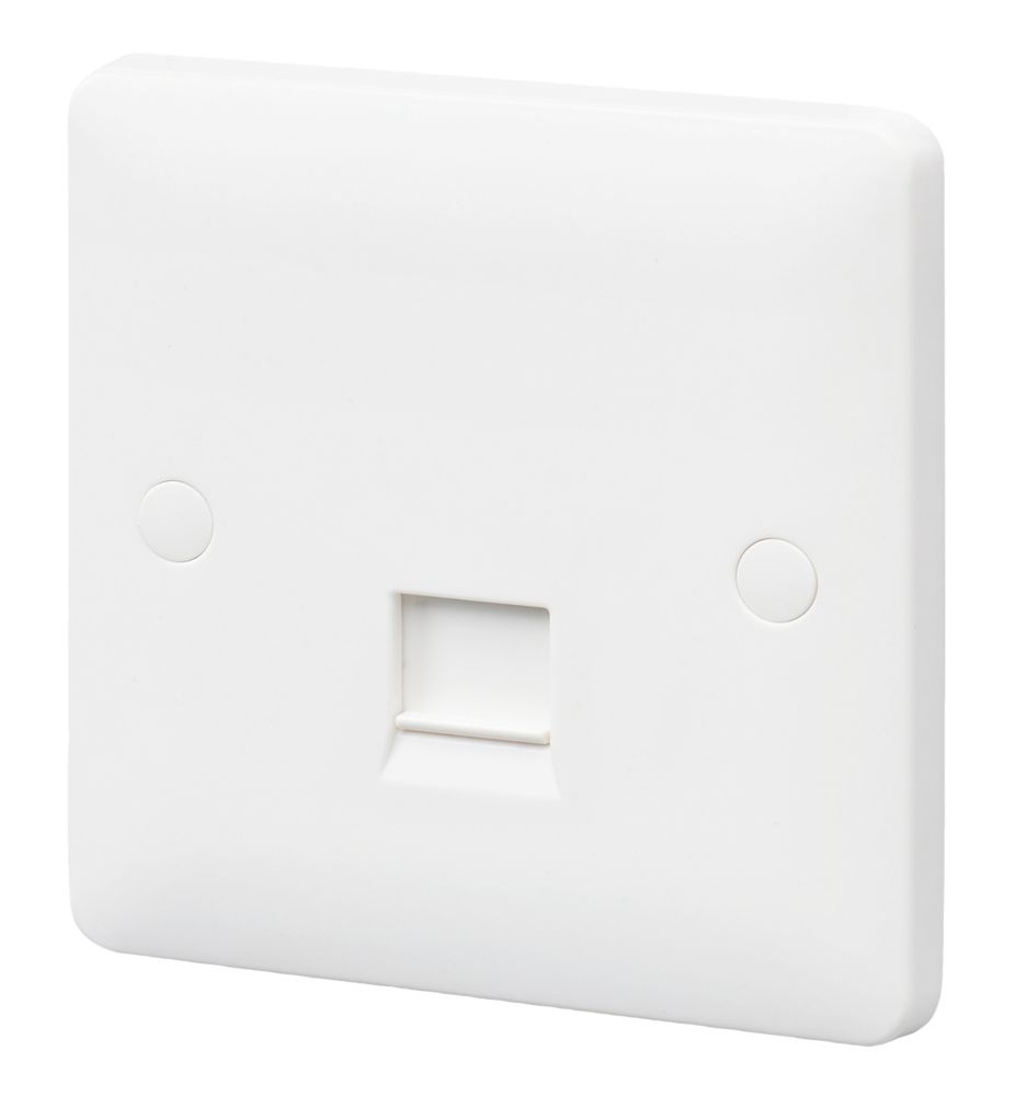 Image of MK Base RJ45 Ethernet Socket White with White Inserts 