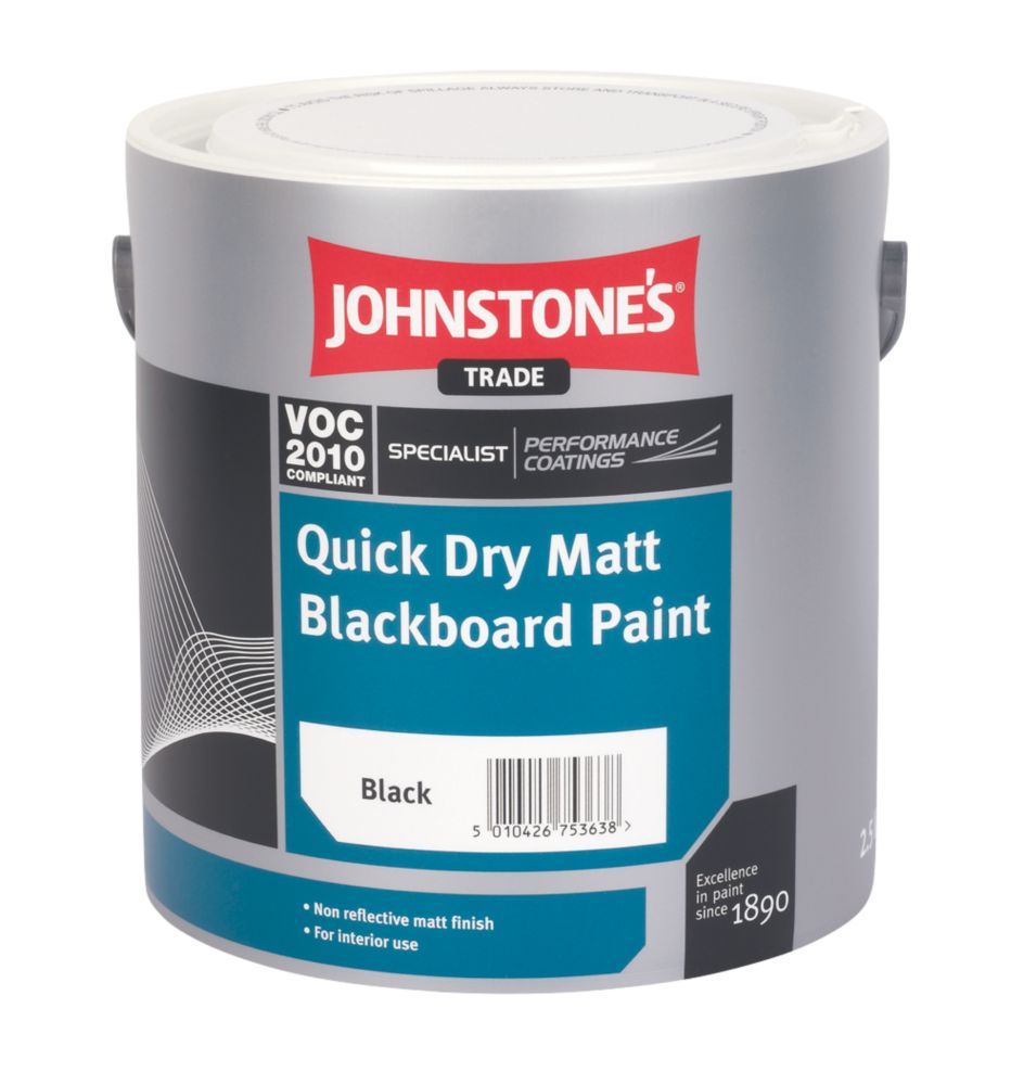 Image of Johnstones Matt Blackboard Paint Black 2.5Ltr 