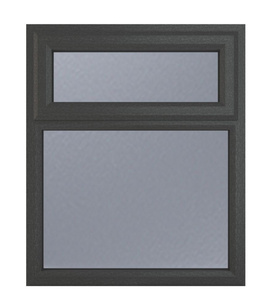 Image of Crystal Top Opening Obscure Triple-Glazed Casement Anthracite on White uPVC Window 905mm x 1115mm 