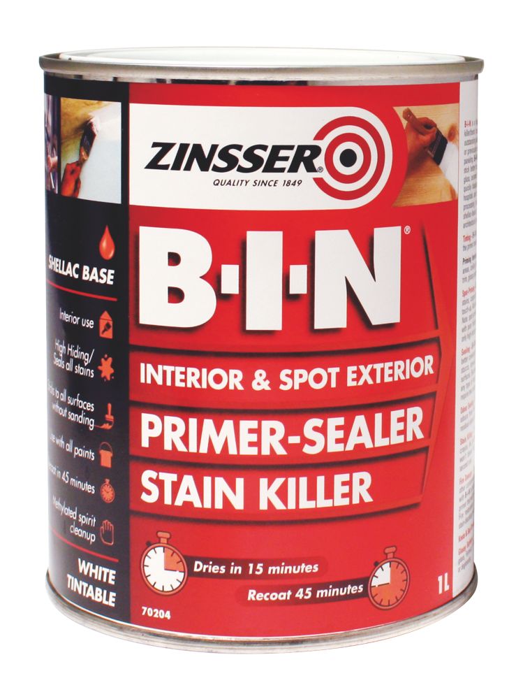 Image of Zinsser B-I-N Shellac-Based Primer Sealer 1Ltr 