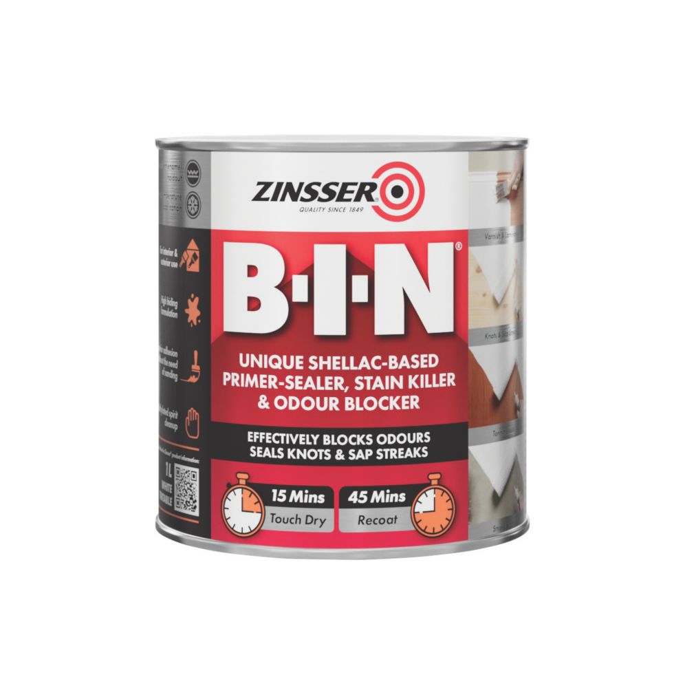 Image of Zinsser B-I-N Shellac-Based Primer Sealer 1Ltr 