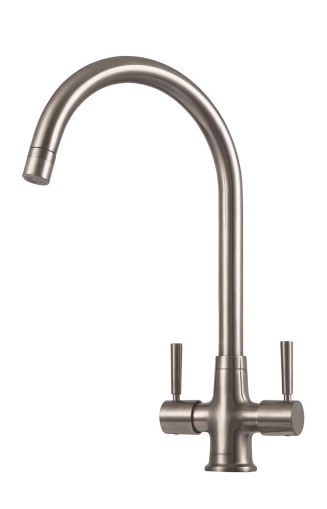 Image of Clearwater Davina Dual-Lever Bridge Mixer Tap Brushed Nickel PVD 