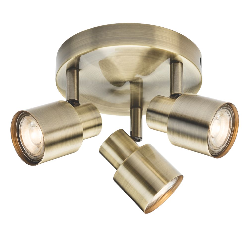Image of Knightsbridge Round 3-Light Triple GU10 Ceiling Spotlight Antique Brass 