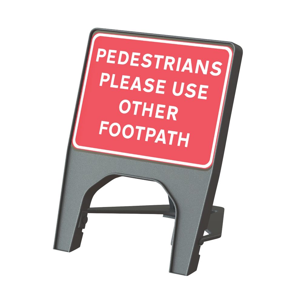 Image of Melba Swintex Q Sign Rectangular "Pedestrian Please Use Other Footpath" Traffic Sign 610mm x 775mm 
