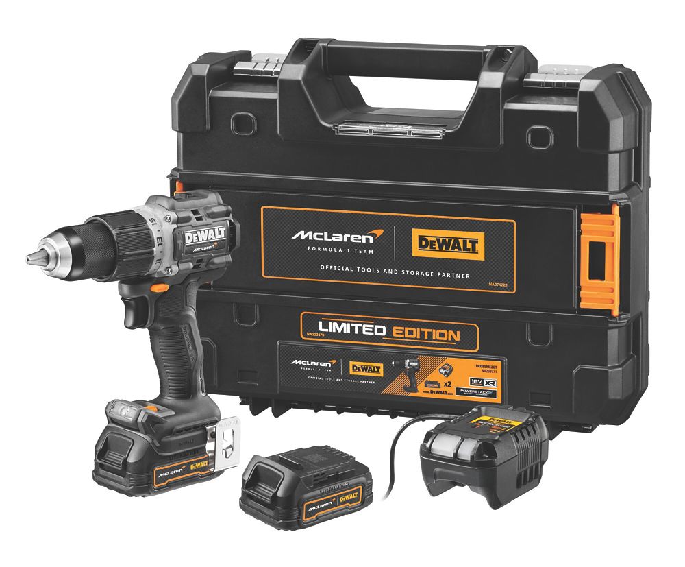 Image of DeWalt McLaren F1 Team DCD85ME2GT-GB 18V 2 x 1.7Ah Li-Ion PowerStack Brushless Cordless XR Hammer Drill Driver 