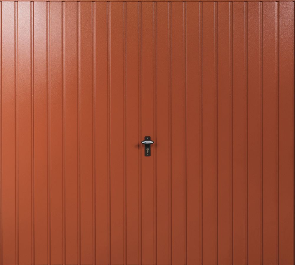 Image of Gliderol Vertical 7' x 7' Non-Insulated Frameless Steel Up & Over Garage Door Terracotta 