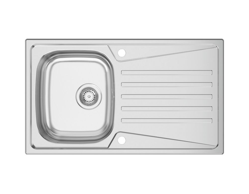 Image of Clearwater TRION 1 Bowl Stainless Steel Single Drainer Reversible Kitchen Sink 860mm x 500mm 