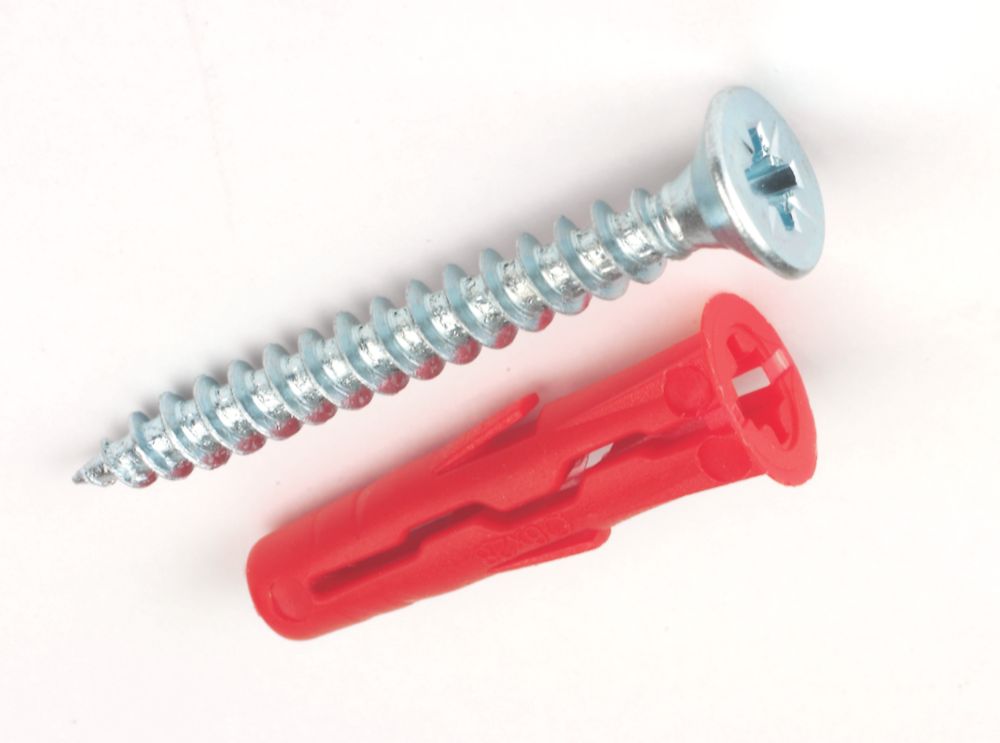 Image of Rawlplug Uno Plastic Wall Plugs & Screws 6mm x 40mm 500 Pack 