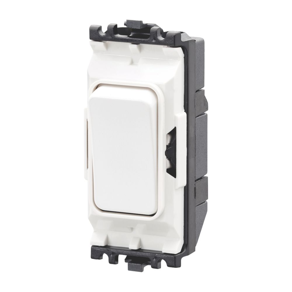 Image of MK Grid Plus 10A 1-Way Grid Light Switch White with Colour-Matched Inserts 