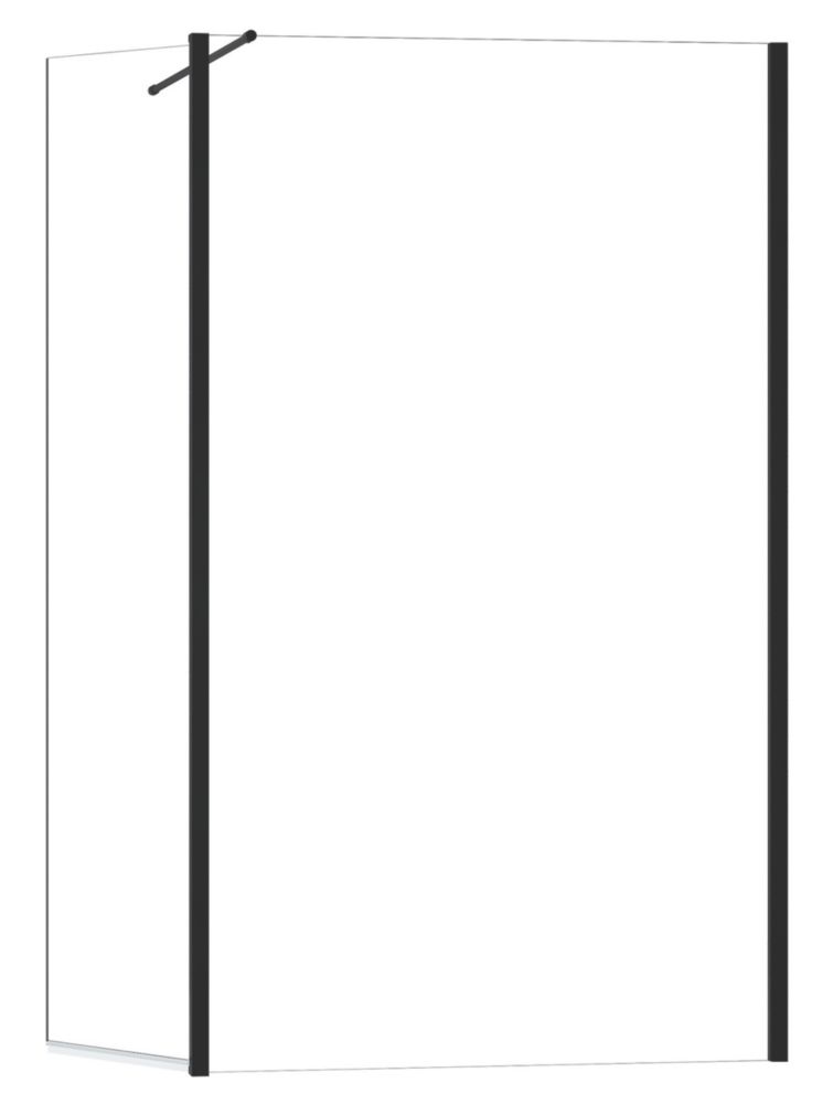 Image of Triton Neo Frameless Showerwall & Swivel Panel Black 900mm x 2000mm 