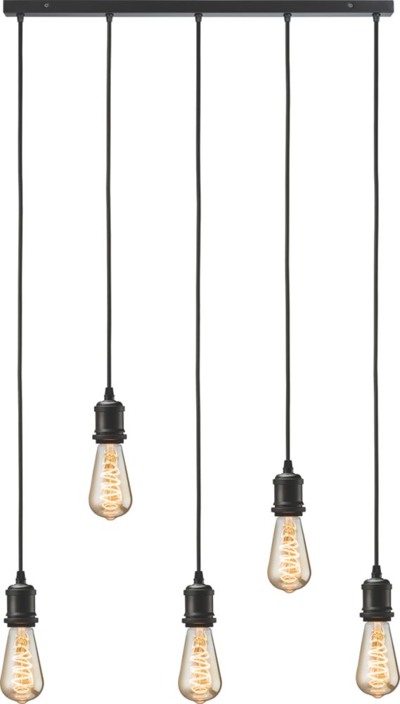Image of Knightsbridge Vintage Style 5-Light Bar Pendant Matt Black 