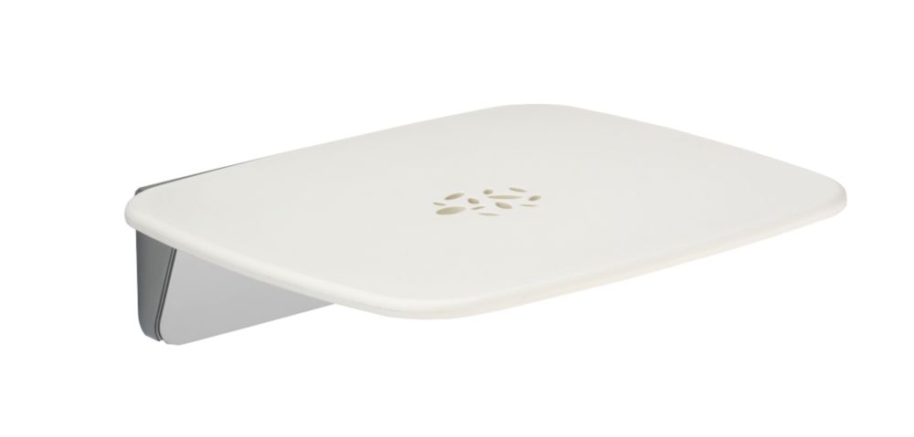 Image of Mira Wall-Mounted Premium Shower Seat White / Chrome 